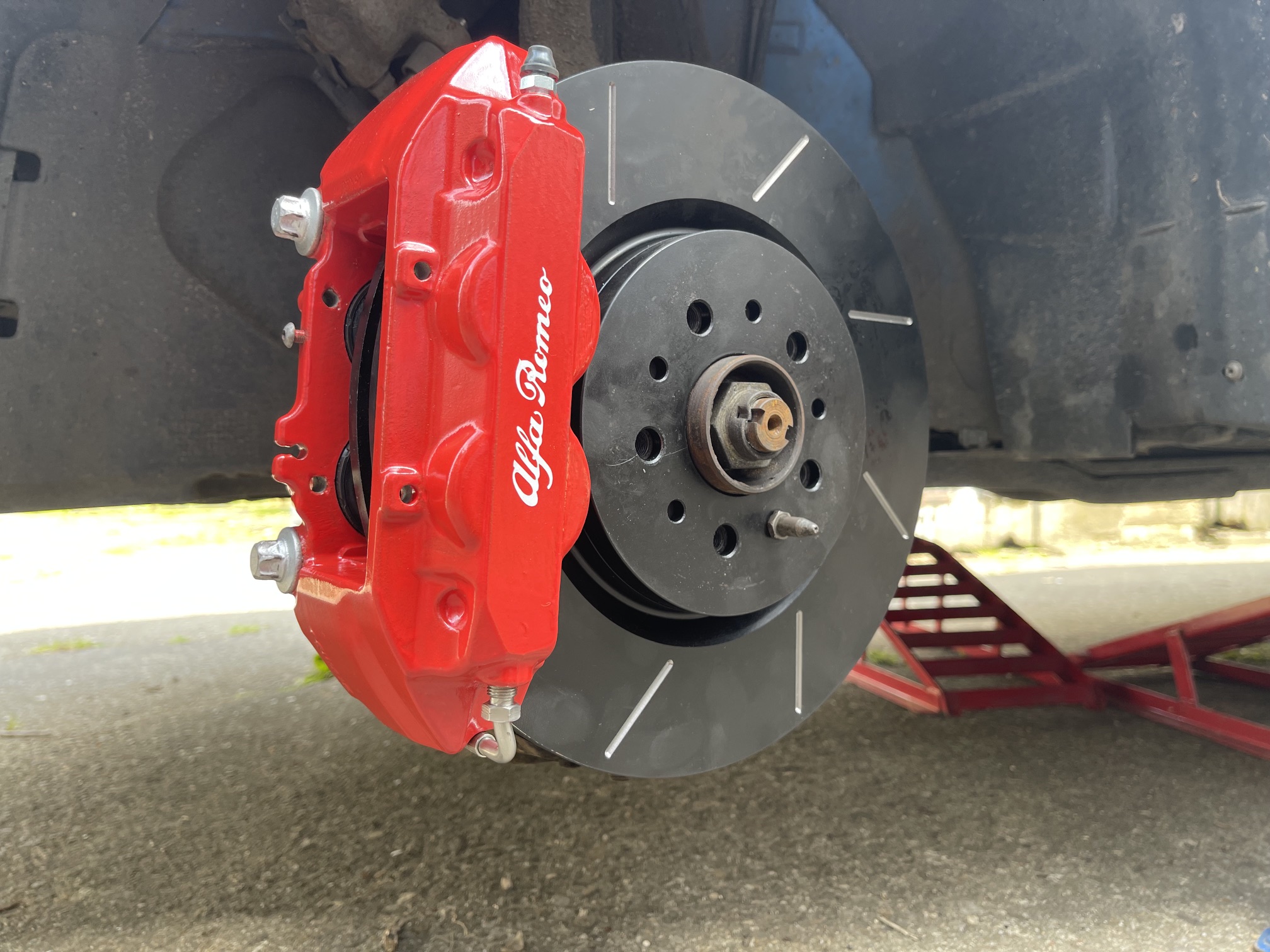 Trial fitting to car with suitably sized discs and pads